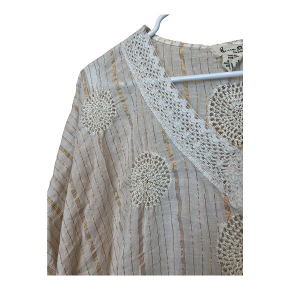 Womens Boho Bohemian Kaftan Blouse Shirt Top Cottage Indie Fairy Festival Hippie - Picture 2 of 6